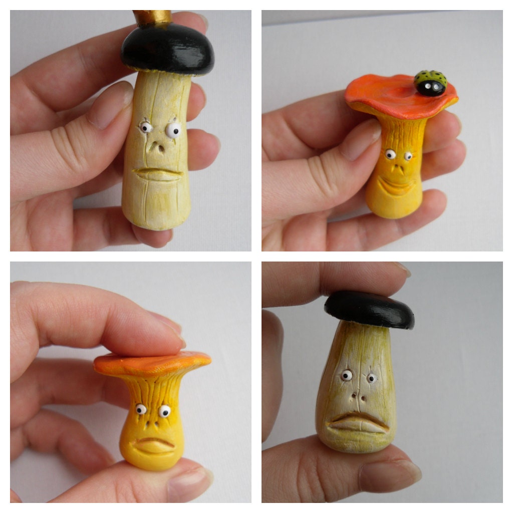 Polymer Clay Chess Set - The Mushroom Rivals -  Classic Board Game - OOAK