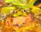 A frog is fun in fantastic gold and green.