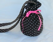 Polka Dot Drawstring Tote Bag