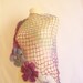 CROCHET SHAWL purple grey  Flower Mohair Triangle  wedding bride   scarf wrap warm collar