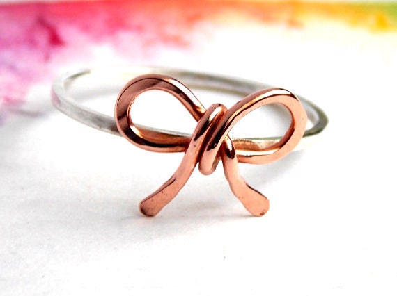 Forget Me Knot Bow Ring-- Friendship Ring,  Copper Bow