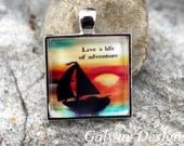 Hand painted - GLASS pendant necklace, art print, original artwork print