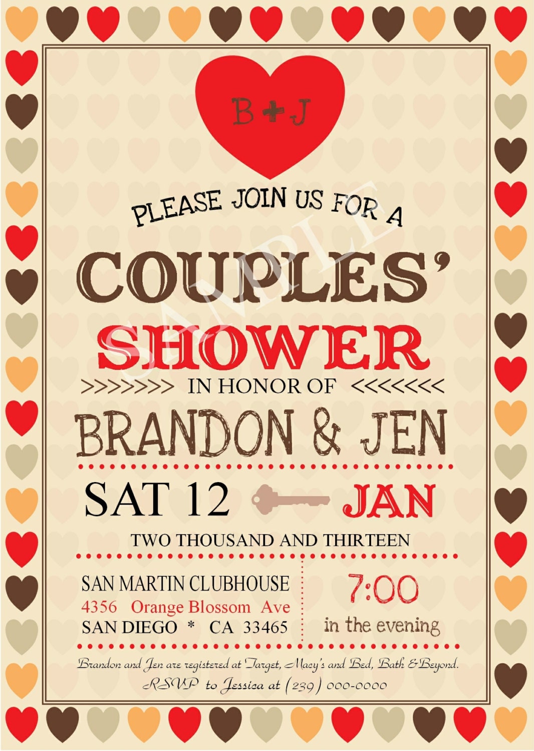 Couples Wedding Shower Jack & Jill Digital Invitation CUSTOM COLOR Il_170x135