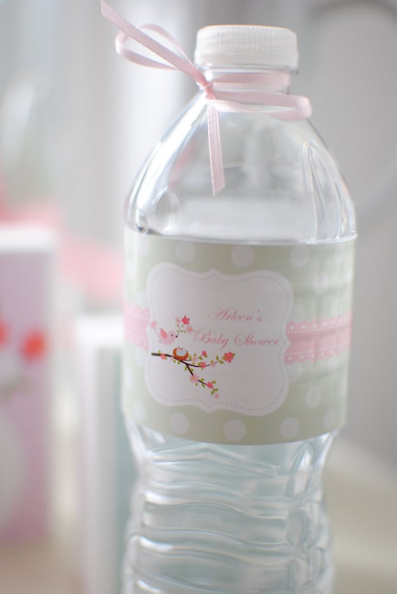 Little Bird Nest Themed Girl Baby Shower Water Drink Labels Il_570xn