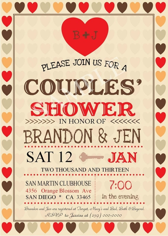 Couples Wedding Shower Jack & Jill Digital Invitation CUSTOM COLOR Il_570xn