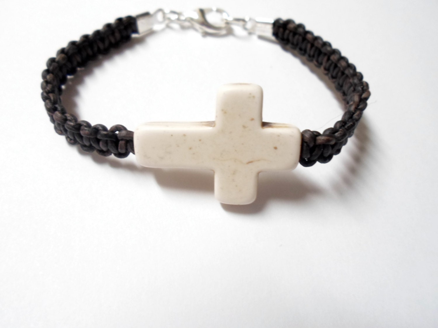 Sideways Cross Leather Bracelet