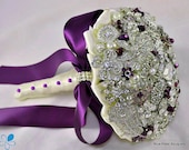 FULL PRICE (not a deposit) SMALL Purple Crystal Brooch Bouquet - by Blue Petyl - Bridal Bouquet - Wedding Bouquet