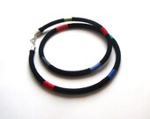 Hipster necklace / modern necklace /color block / black / cotton necklace / tribal necklace / Snake 001