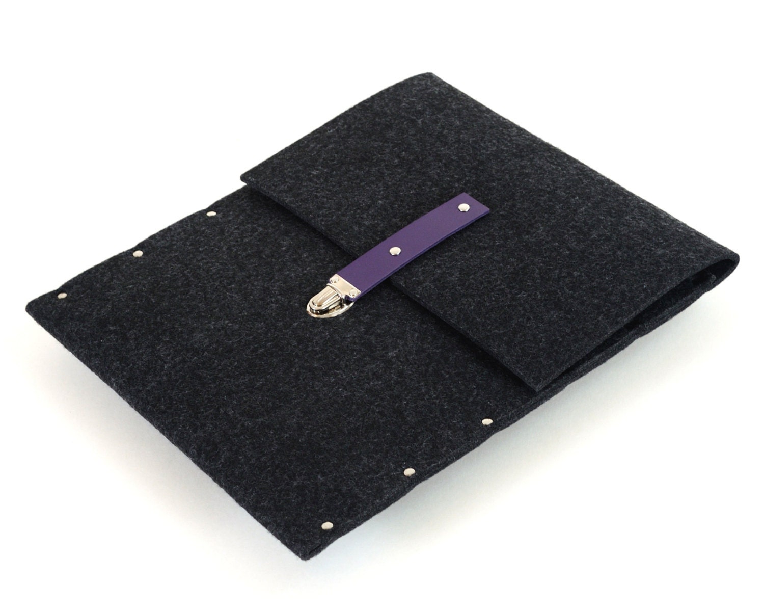 MacBook 13 Air case black sleeve felt briefcase cover violet leather