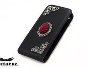 Cameo iPhone Case - iPhone 4 and 4s Flip Case - Victorian iPhone Case with Black Leather - iPhone Accessories