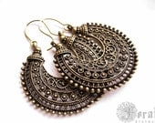 Tribal Hoops in Brass for the Gypsy Fusion Belly Dancer. Bohemian Statement Earrings.