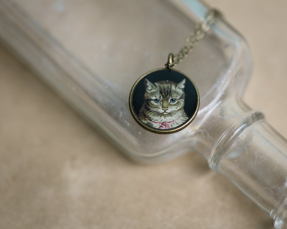 Pretty Kitty Pendant - Cat Necklace- Glossy Resin Charm