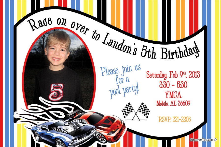 Hot Wheels Invitation with or without photo DIY Print your Own