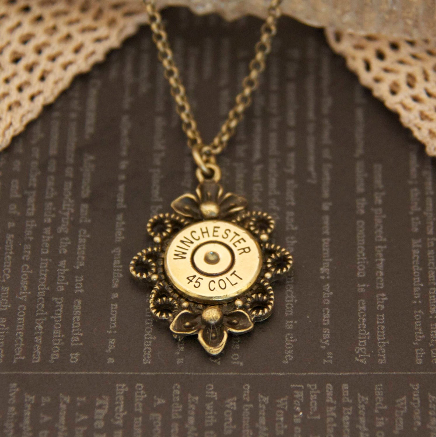 Bullet Jewelry-Winchester 45 Colt- Drop Pendant-Spent Casings- Brass Ammo