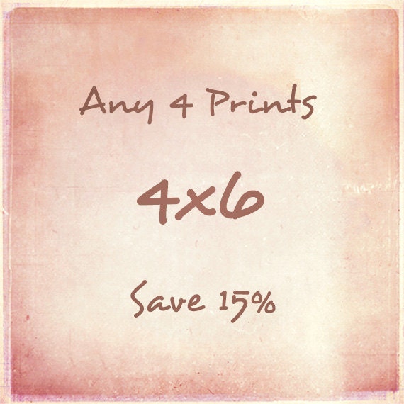 DISCOUNT SET - Any 4 Prints - Four 4x6 Photographs of Your Choice - Save 15%