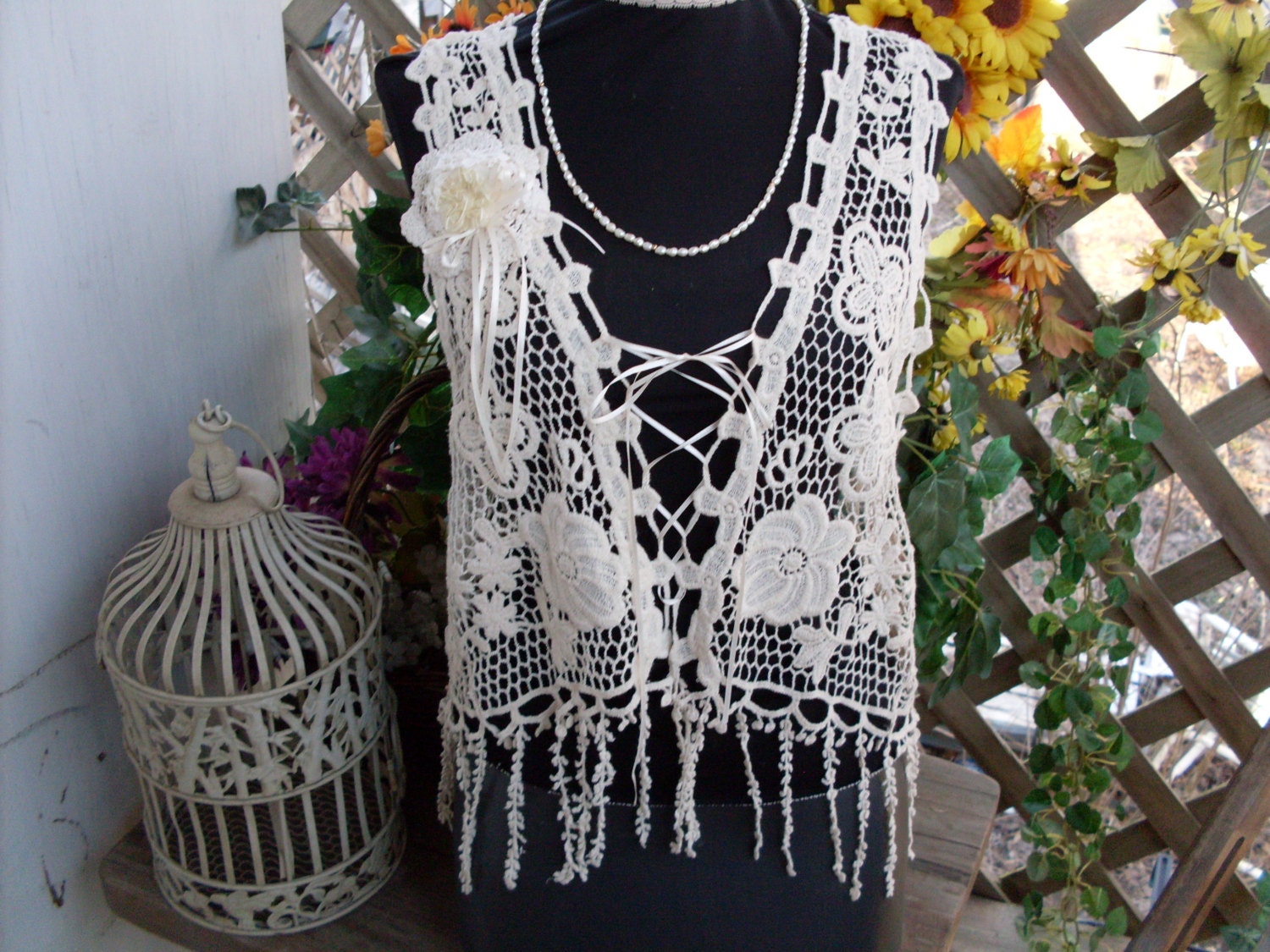 Gypsy boho lace bohemian hippie vest