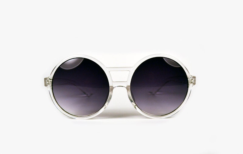 Clear Lucite Transparent Oversized Round Bar Circle Sunglasses