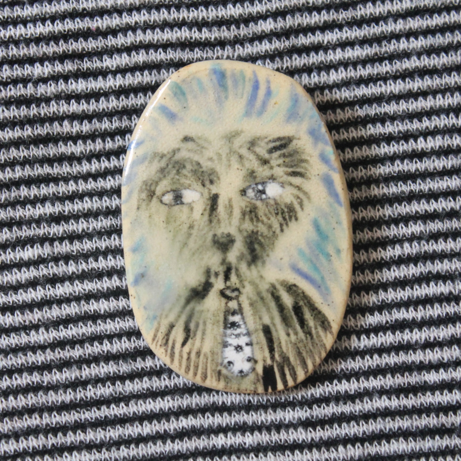 Ghost Dog-  Ceramic Brooch