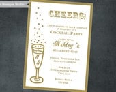 Printable Elegant Gold Cocktail Party invite, wedding, shower, holiday, cocktails, bachelorette
