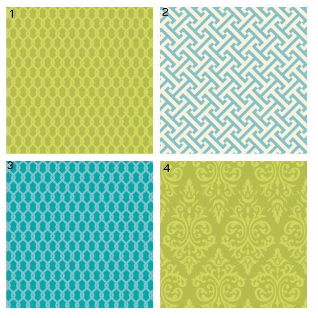 Custom Crib bedding - Turquoise and Green