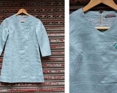 Vintage 60s Style Shiny Blue Dress
