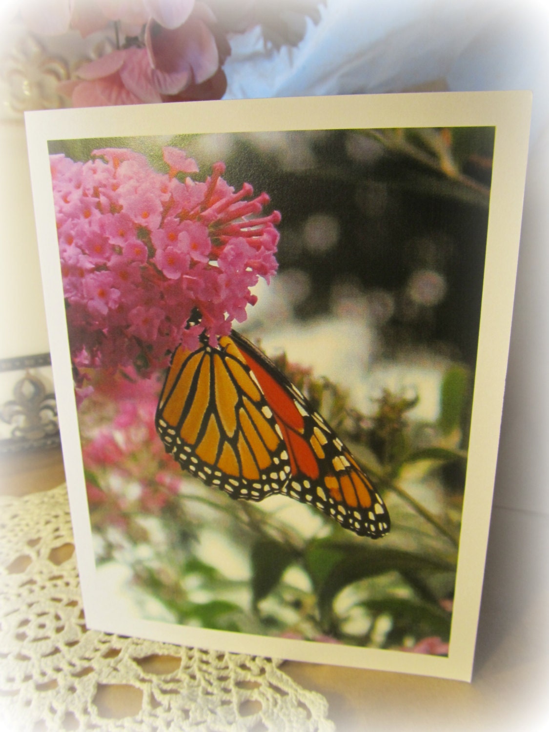 Note Card Set of 10 with Envelope, Monarch , All purpose, Blank Inside, In plastic sleeve