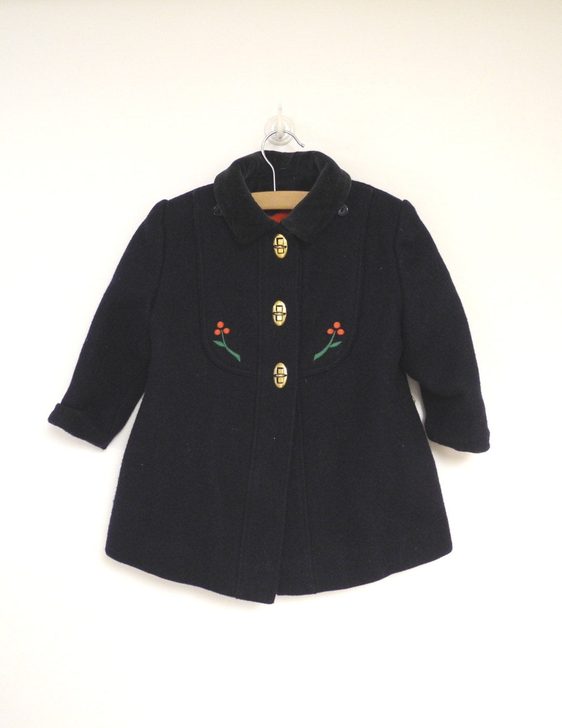 1970's Saks Fifth Avenue Navy Blue Velvet and Wool Coat