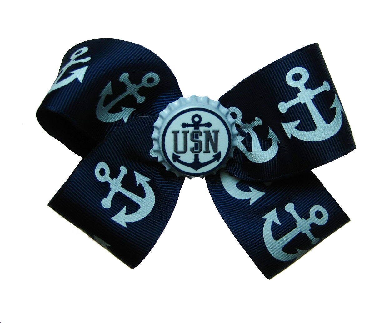 USN US Navy Anchor Hair Bow