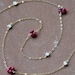 Ruby and Pearl Posy Necklace, Natural Ruby, Freshwater Pearls, 14k Gold Filled