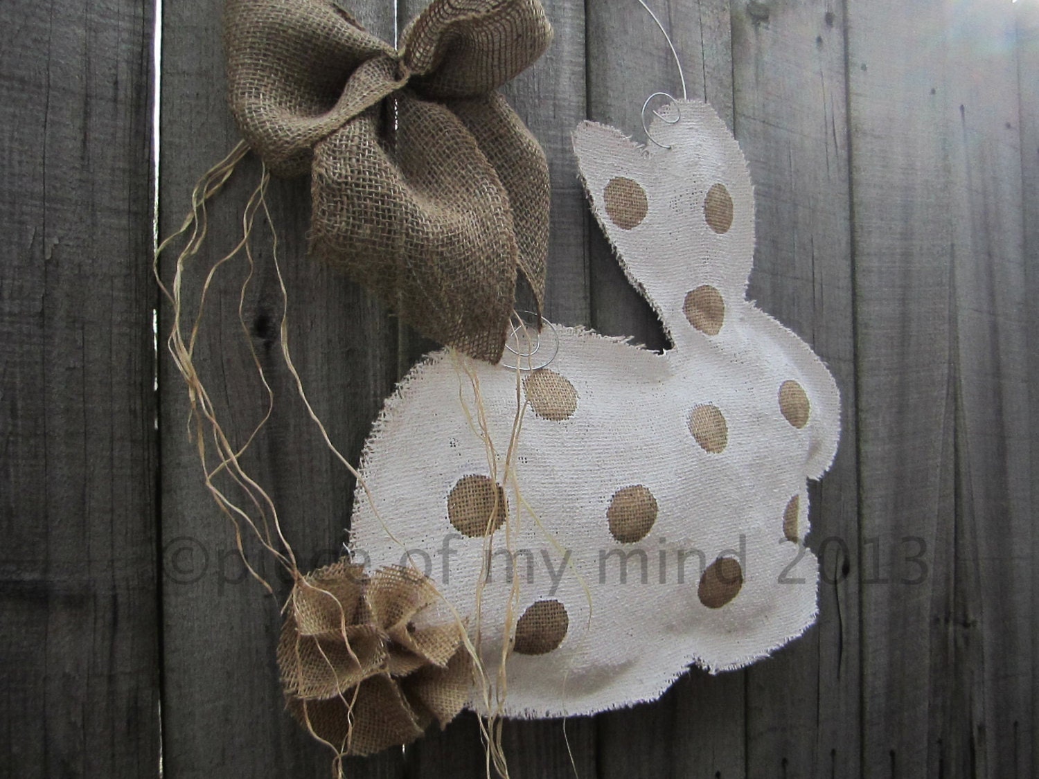 Burlap Door Hanger Bunny with Tail