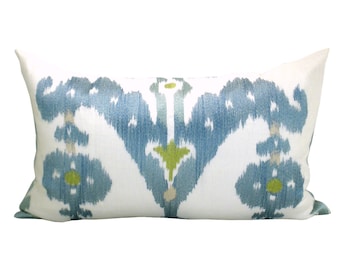 Raja embroidered pillow cover in Sky - 14 x 23