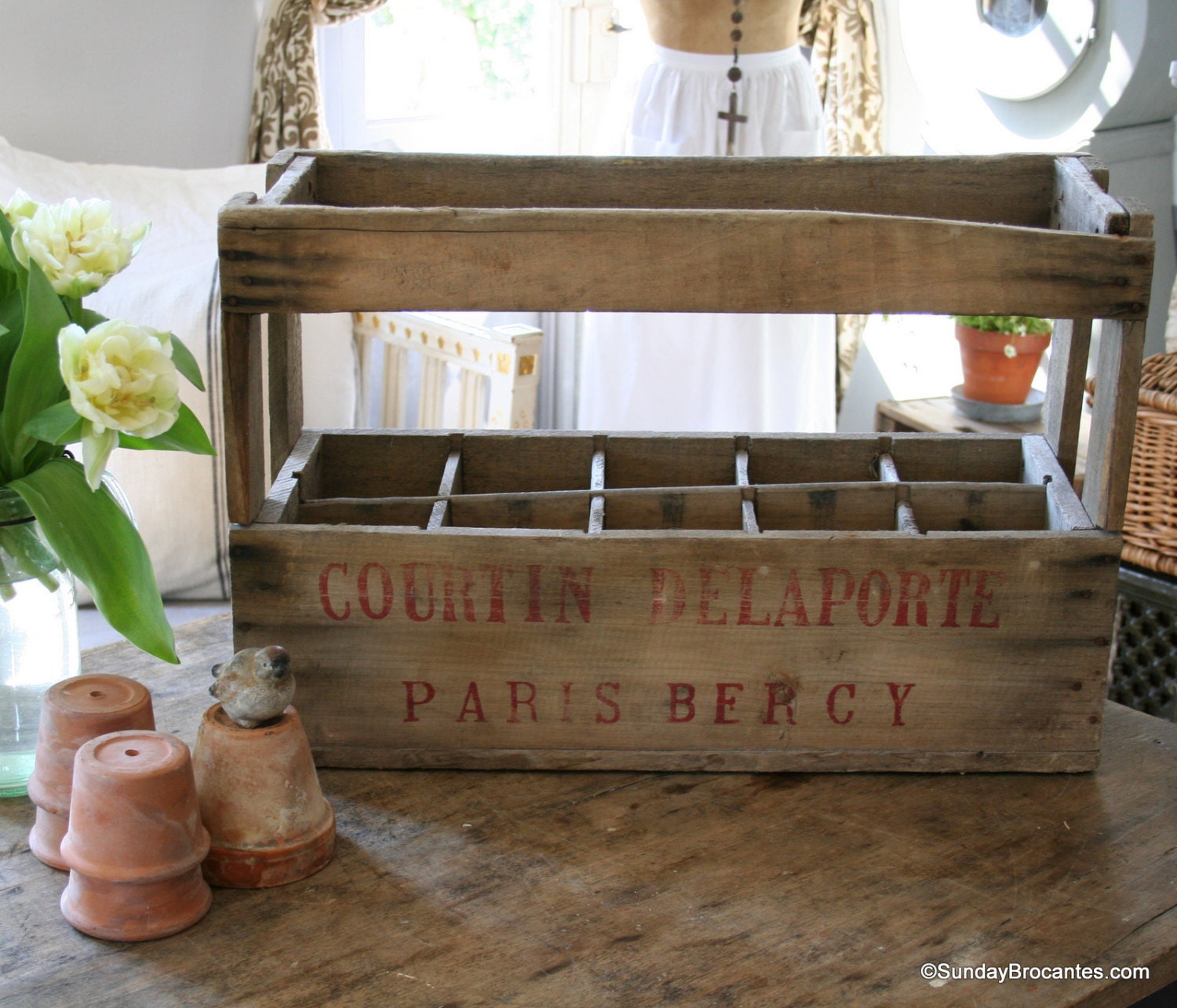 Vintage French Paris Bottle Crate