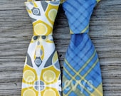 Boys Necktie -- Boys Yellow and Gray Tie -- Boys Yellow and Blue Tie -- Wedding Neckties