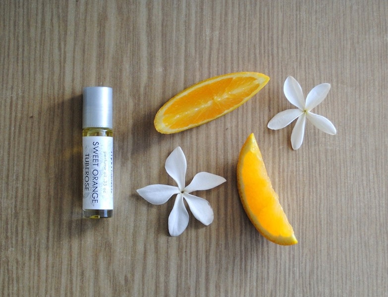 Sweet Orange Tuberose Perfume Oil - Roll On Scent Citrus Floral Fragrance Essential Oil