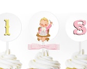 Vintage Babies First Birthday (Girl) - Custom Printable Party CIRCLES by Catherine Jane Joy