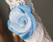 Sale ... Something Blue bridal rosette lace garter