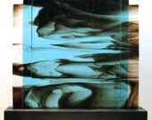 Abstract Mid Century Art Deco Style Glass Sculpture Bridge