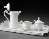 1890's Silverplated teaset Recycled in White Enamel 4pc by BMC Vintage Design Studio