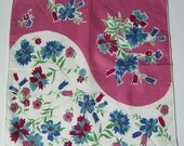 Vintage Pink White Floral Hankie