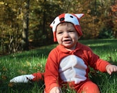 Size 6-12m Rusty Red Fox Baby Onesie Costume with Hat - Lil' Creatures