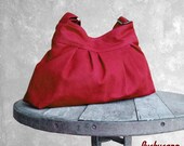 SUMMER SALE ANGELICA // Dark Red // 073 // Luckycann // hand made //  Canvas Bag // Sale