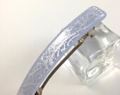 Hair Barrett - French Barrett - Fused Glass Barrett - Pale Lavender Silver Diochroic Frost - 74