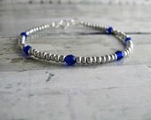 Silver/Cobalt Beaded Bracelet