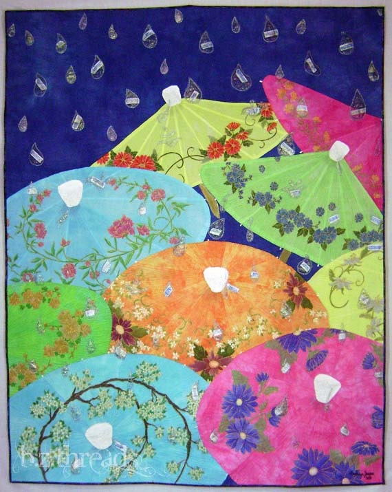Summer Rain Large Art Quilt