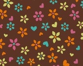02988 -  David Textiles - Hoot Owls floral in brown - 1 yard