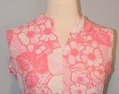1970's Pink and White Floral Print Dress
