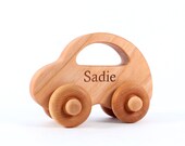 personalized love bug toy car - an eco-friendly, all natural wooden toy - cute girl or boy birthday gift, homegrown organic finishi