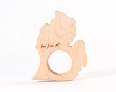 Michigan "love from MI" or "locally grown" state wood teether - safe and natural teething for baby, a handmade, meaningful, shower gift
