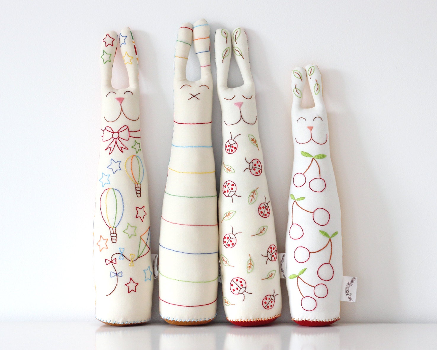 Stuffed Bunny Rabbit Handmade Stripes nursery decoration Made to Order