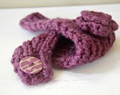 Plum Perfect -  Chunky Hand Knit Headband/Ear Warmer with Double Medallion Flower